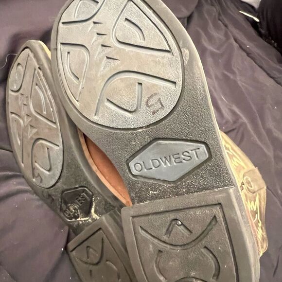 Old West Tan and Brown Kids Cowboy Boots - Picture 7 of 7